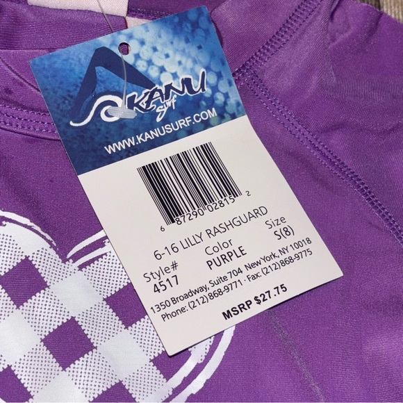 Kanu Surf Girls Rashguard Swim Top Purple Heart Size Small 8 - Picture 3 of 6